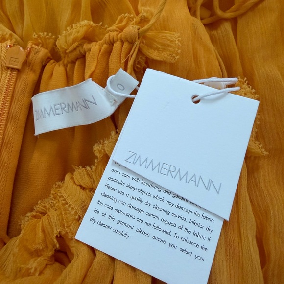 NWT Zimmermann Mae Ruffled Tiered Halter Neck Silk Chiffon Midi Dress XS - Picture 8 of 8
